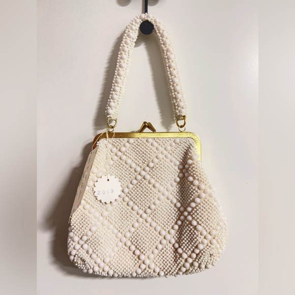 NWT vintage white pear beaded handbag - Picture 2 of 7